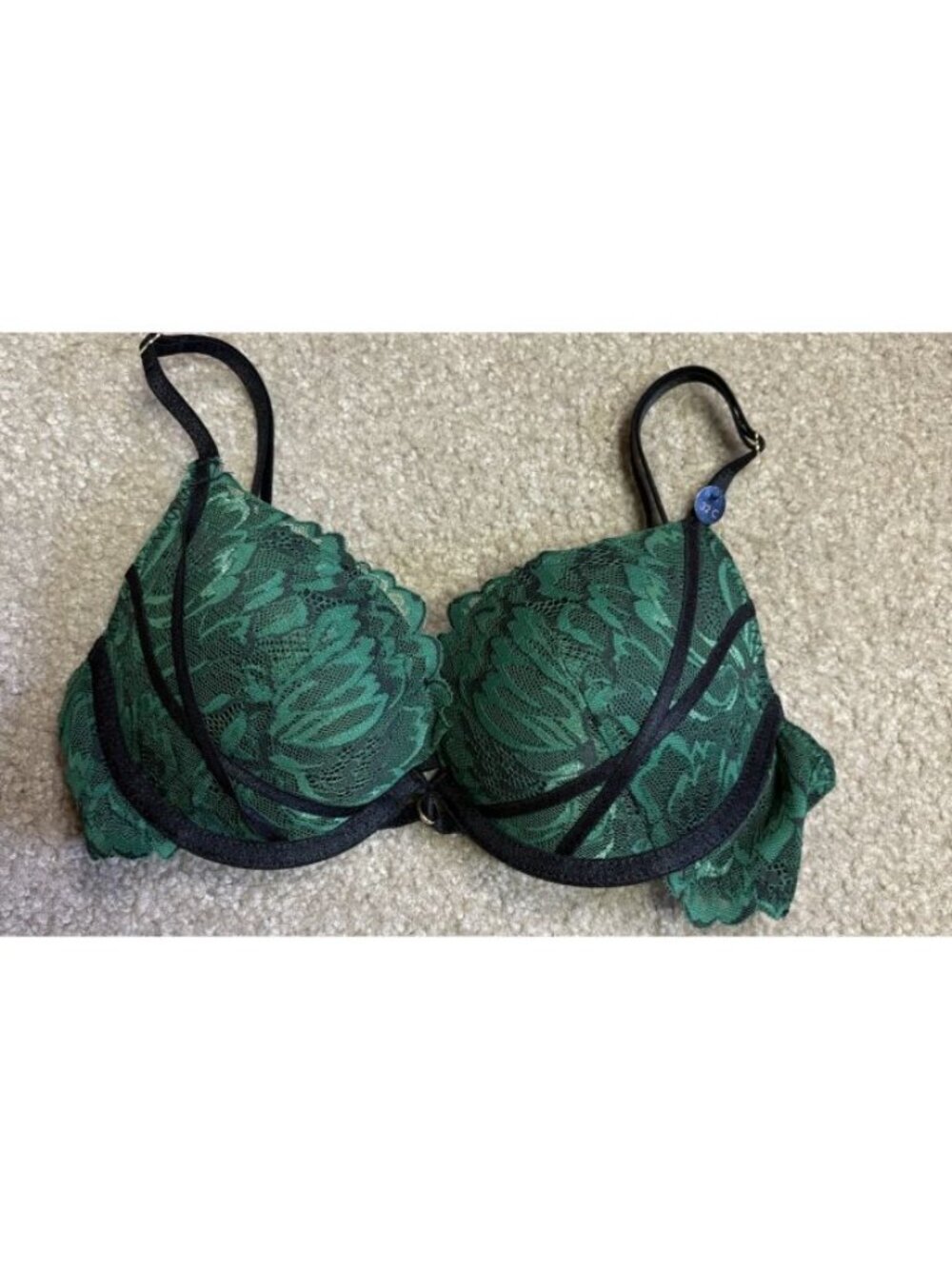 Freya Fancies Idol T-Shirt Bra Balconette US Size 32C Green Black Lace NWT